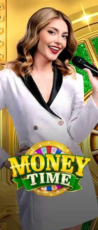 Money Time host in white, online casino Posido