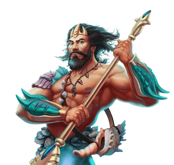 Posido casino sea king holding a golden trident
