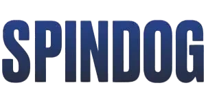 Spindog navy wordmark logo next to casino posido